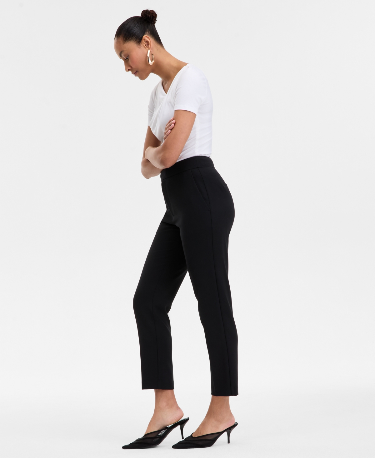 Shop Inc International Concepts Women's Straight-leg Cropped Pants, Exclusively At Macy's In Deep Black