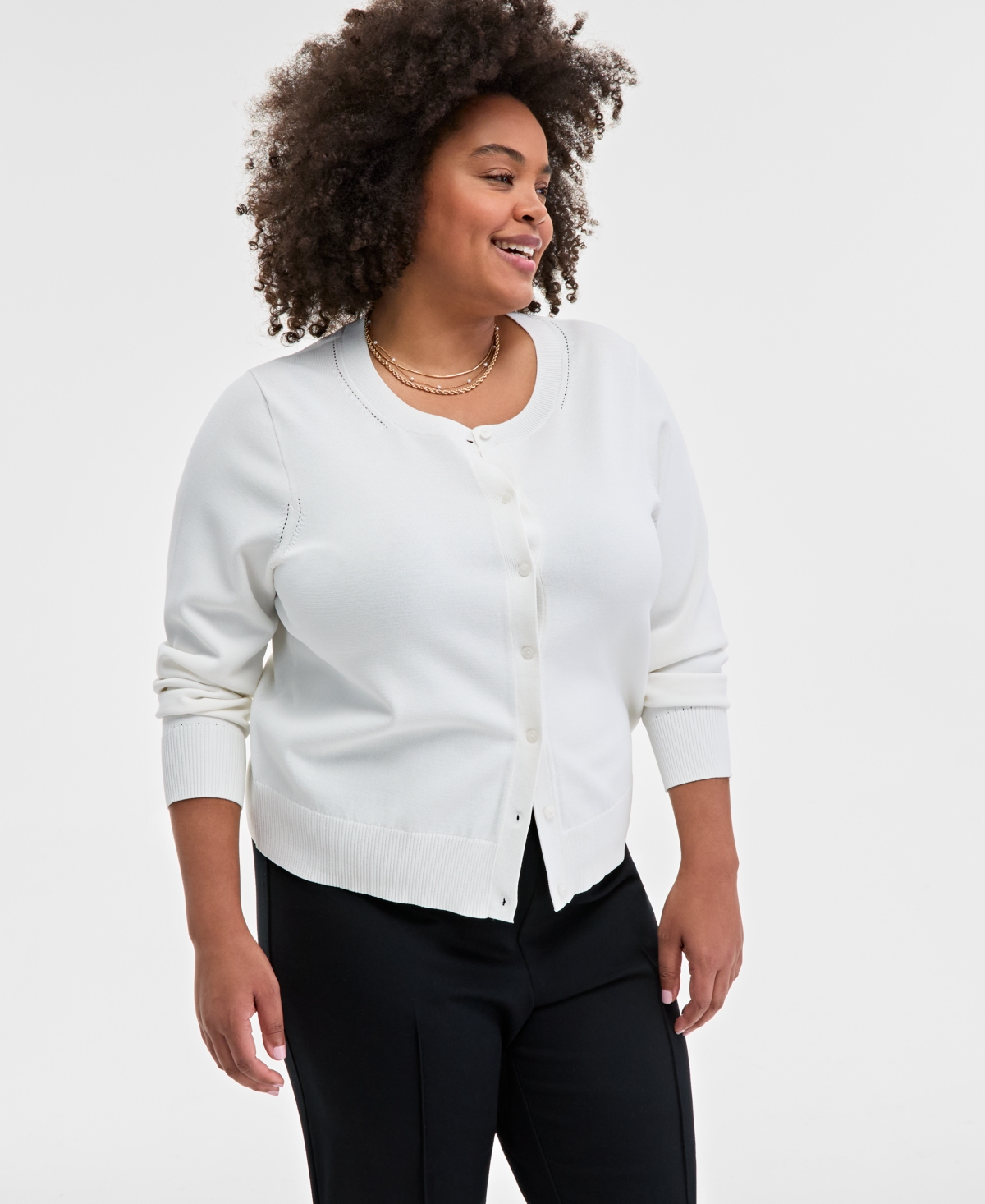 ON 34TH TRENDY PLUS SIZE SWEATER CARDIGAN, EXCLUSIVELY AT MACY'S 