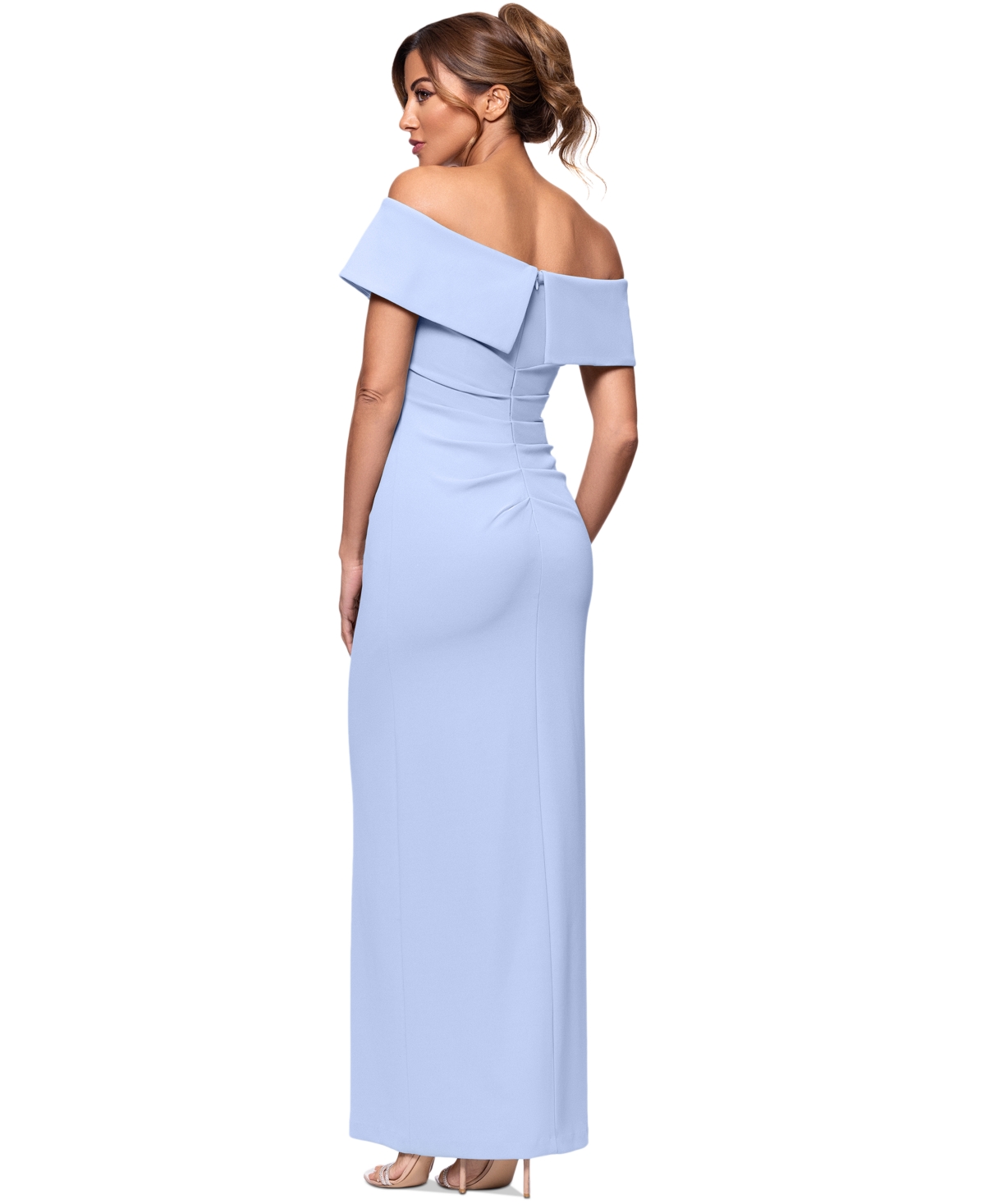 Xscape Off-the-shoulder Gown In Periwinkle
