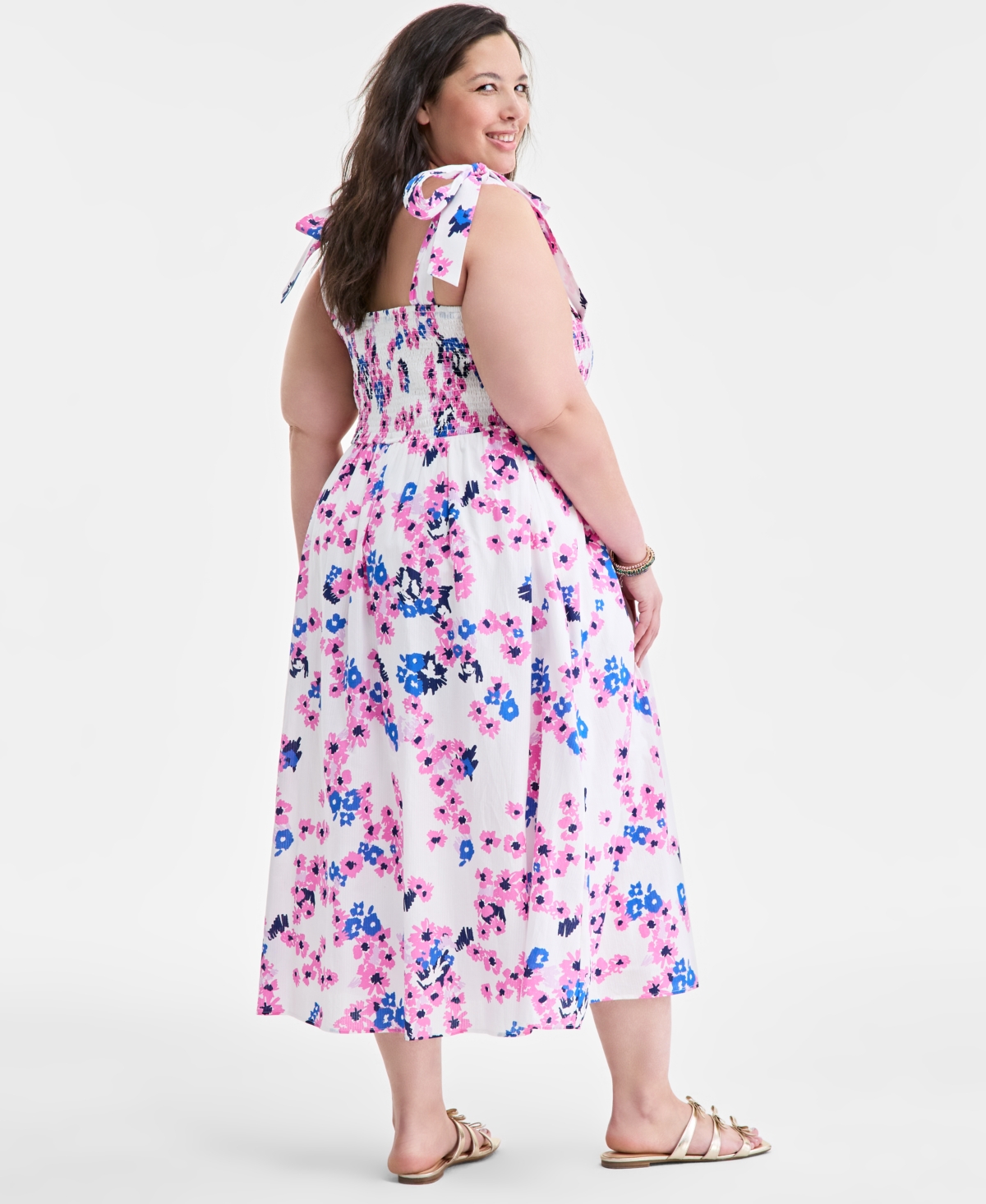 Shop On 34th Mommy & Me Plus Size Printed Tie-shoulder Midi Sundress, Exclusively At Macy's In Washed Whi