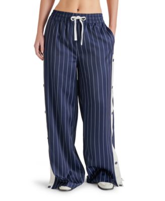 Steve Madden - Women's Beckham Striped Side-Snap Pull-On Pants