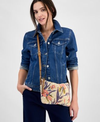 Lyra Floral Printed Straw Small Crossbody, Exclusively at Macy's 