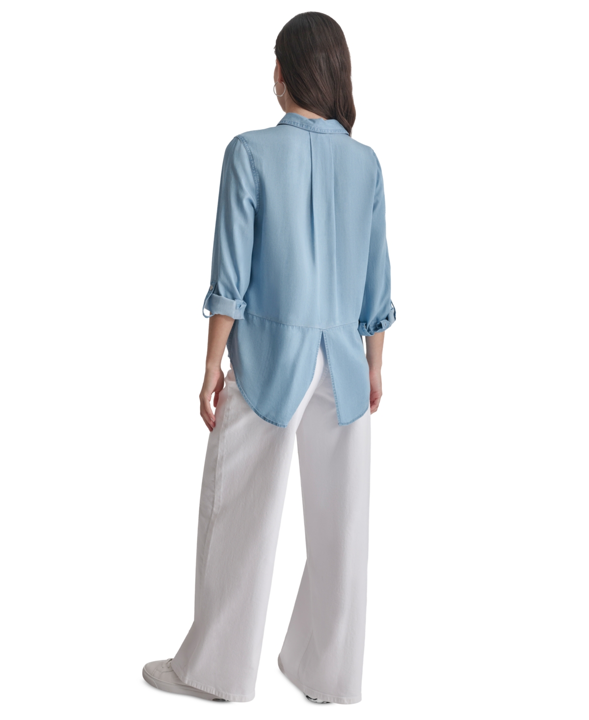 DKNY JEANS WOMEN'S ROLL-TAB-SLEEVE BUTTON-FRONT SHIRT 
