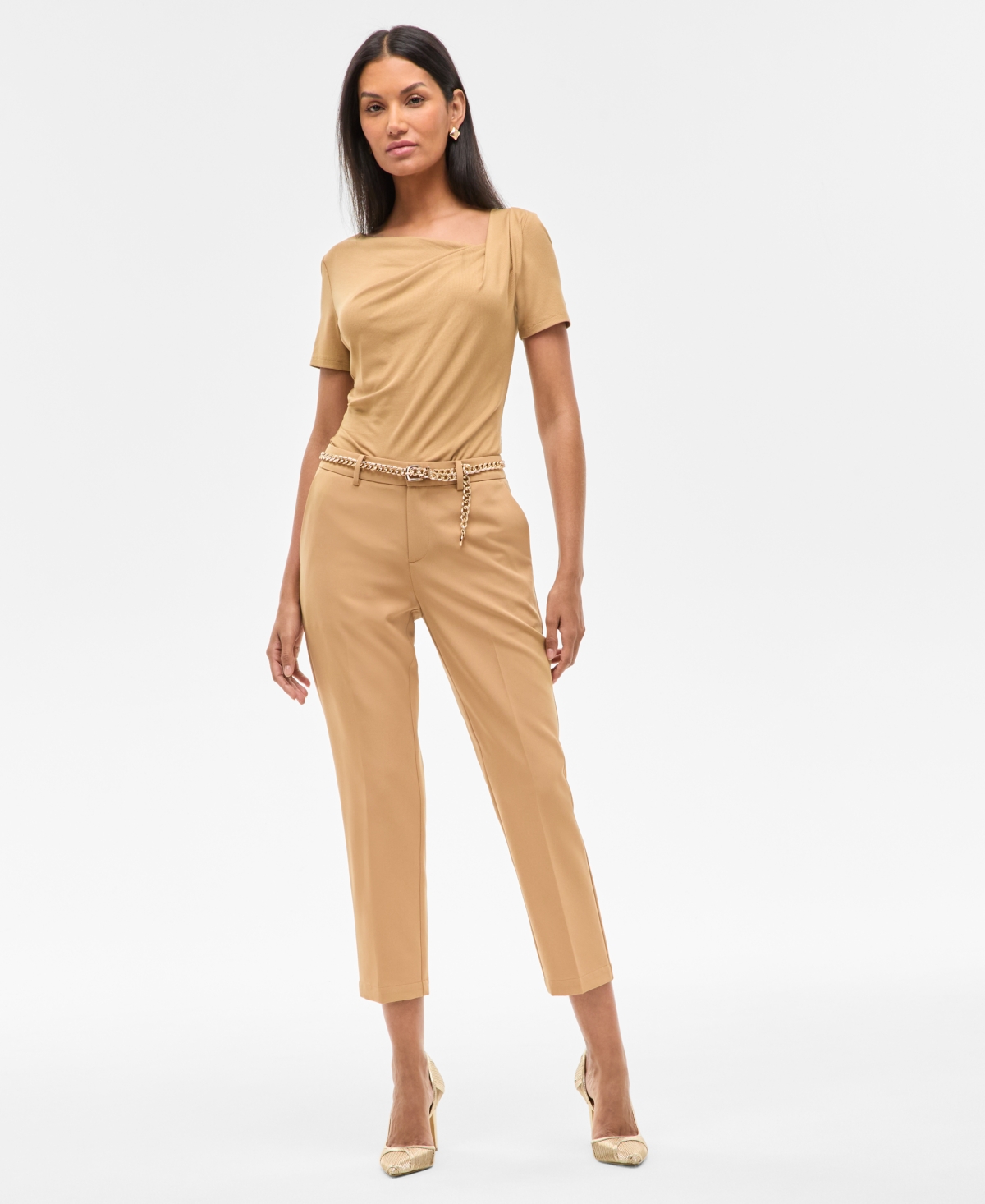 Inc International Concepts Women's Slim Cropped Trousers, Exclusively At Macy's In Warm Toffe