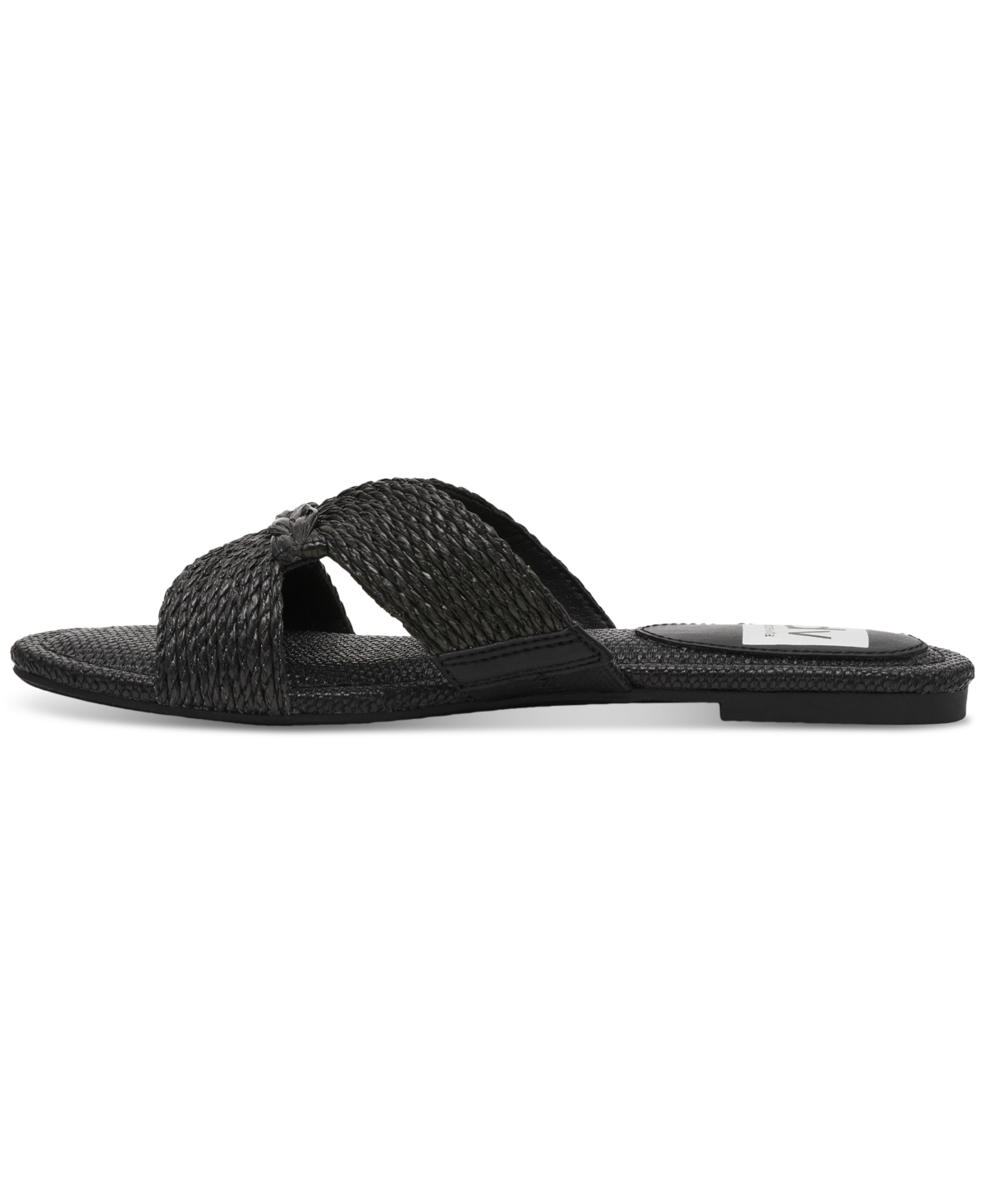 Dv Dolce Vita Women's Geeya Raffia Criss Cross Strap Flat Slide Sandals In Black Raffia
