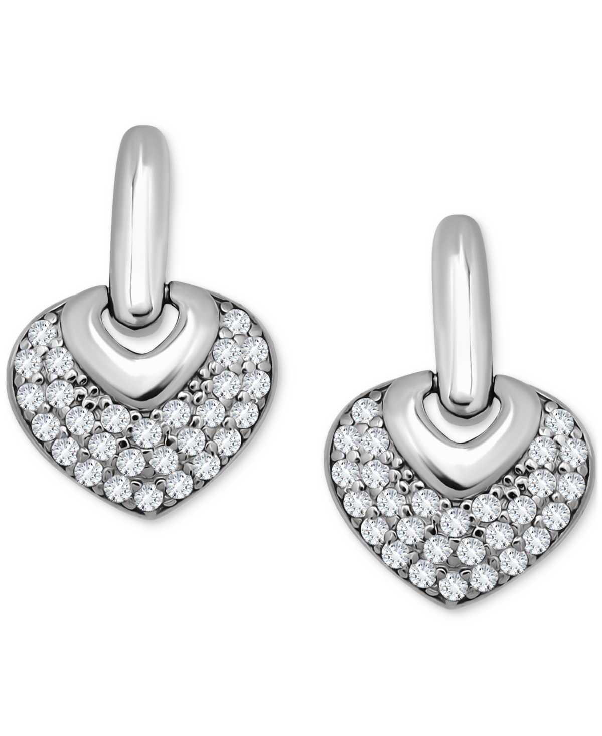 Giani Bernini Pave Cubic Zirconia Heart Door Knocker Earrings (3/4 Ct. T.w.) In 18k Gold Over Sterling Silver, Exc In Sterling Silver