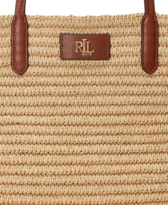 Lauren Ralph Lauren★Straw Brie Tote Bag かごトートバッグ Leather-Trim Straw Large Brie Tote Bag | Ralph Lauren