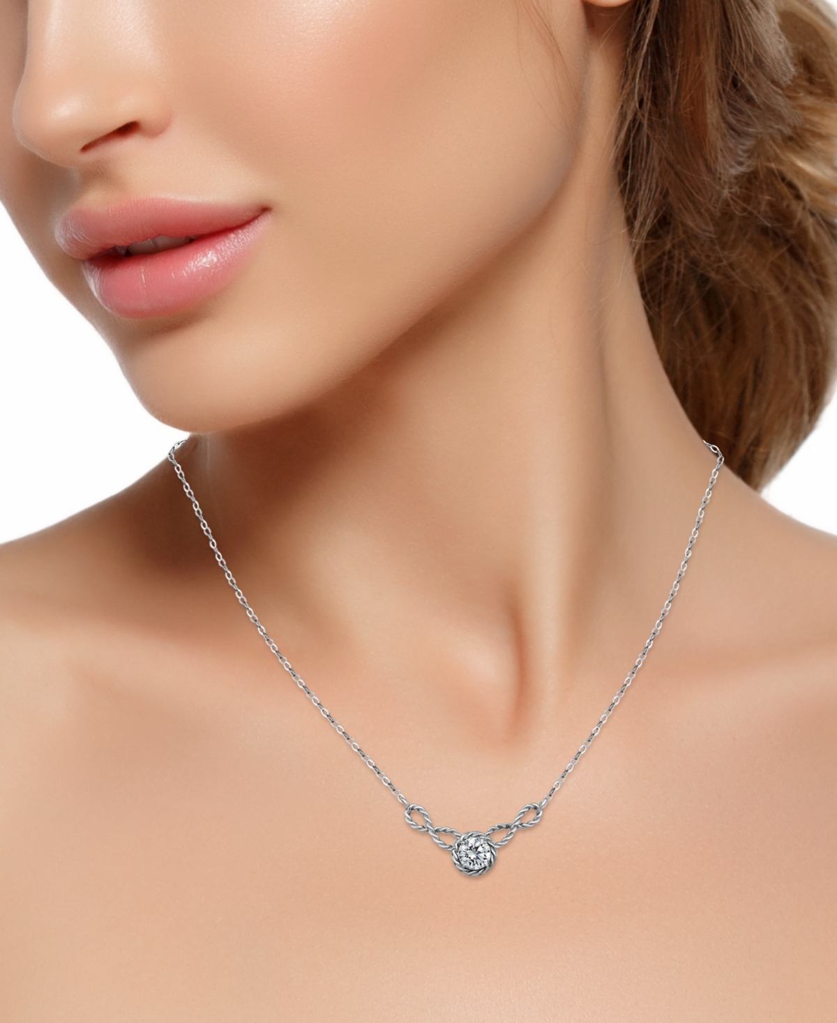 Giani Bernini 2-pc. Set Cubic Zirconia (2-7/8 Ct. T.w.) Infinity Rope Frontal Necklace & Round Rope Border Stud Ea In Silver