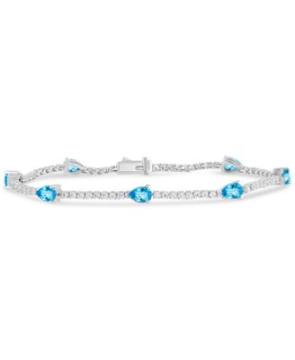Swiss Blue Topaz (3-1/2 ct. t.w.) & Diamond (1-1/5 ct. t.w.) Tennis Bracelet 14k White Gold (Also in London Blue Topaz & Aquamarine)