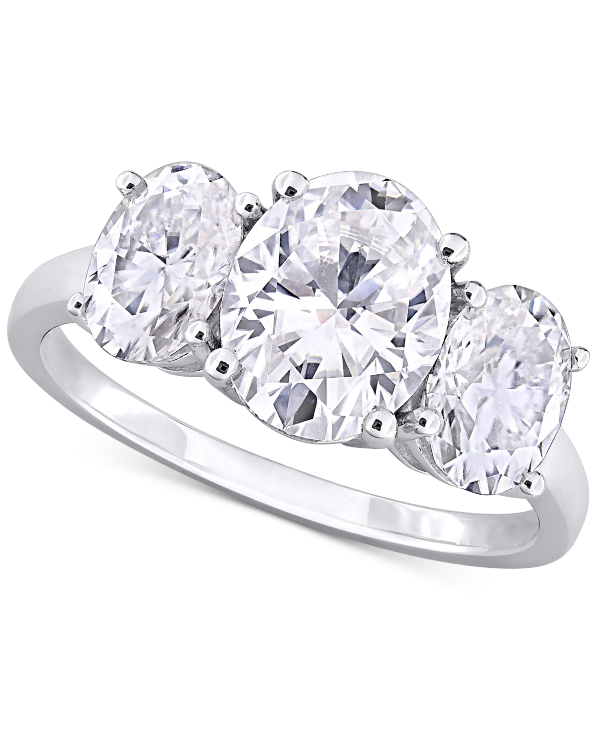 Macy's Moissanite Three Stone Ring (4 Ct. T.w.) In Sterling Silver In Moissanite