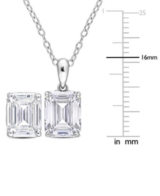 2-Pc. Set Moissanite (7-1/2 ct. t.w.) Emerald-Cut Stud Earrings & Pendant 18" Necklace in Sterling Silver
