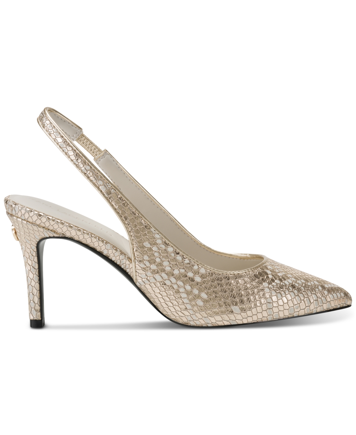 Karl Lagerfeld Rosalyn Pointed Toe Slingback Pump In White Gold