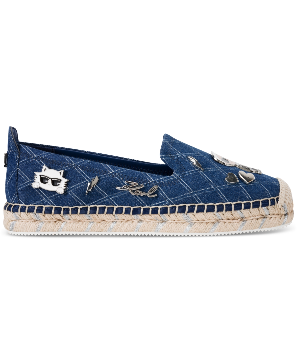 Shop Karl Lagerfeld Women's Michaela Embellished Slip-on Espadrille Flats In Medium Blue