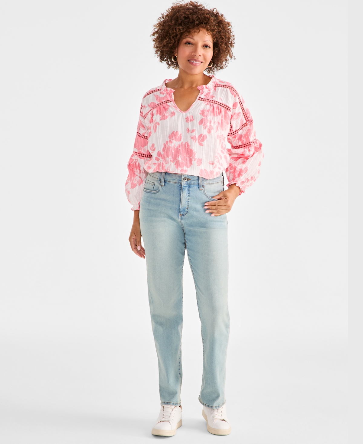Women's High Rise Straight-Leg Jeans, Regular, Short and Long Lengths, Created for Macy's - Grey
