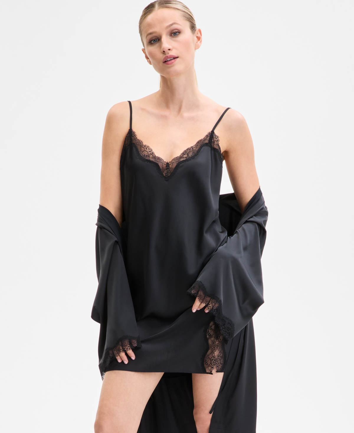 INC INTERNATIONAL CONCEPTS WOMEN'S LACE-TRIM SATIN CHEMISE, EXCLUSIVELY AT MACY'S 