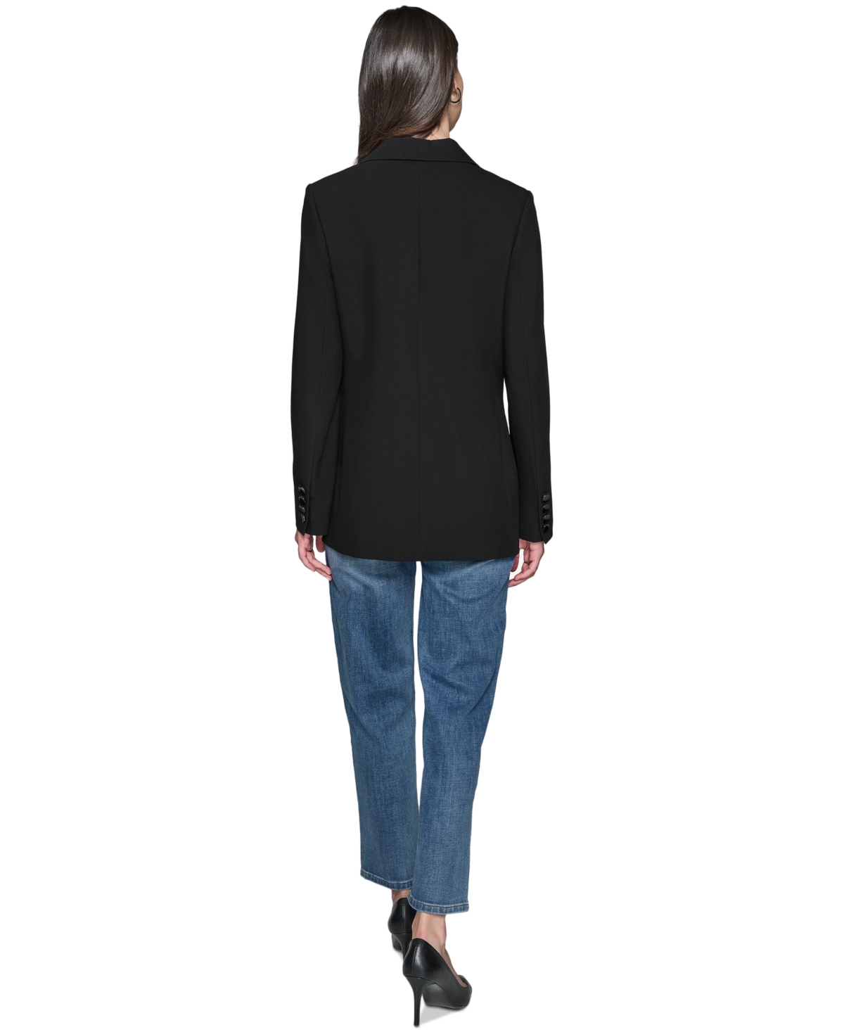 Karl Lagerfeld Rose Motif Blazer In Black