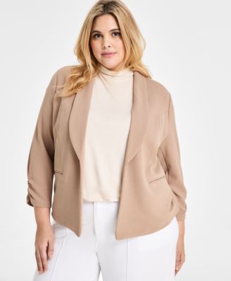 Trendy Plus Size Knit Drape-Front Blazer, Created for Macy's