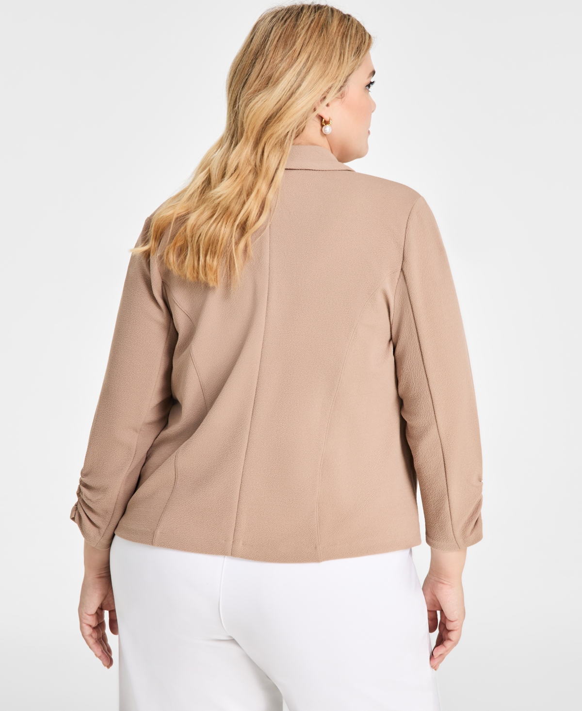 Bar Iii Trendy Plus Knit Drape-Front Blazer, Created for Macy's