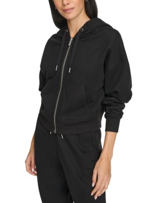 Women's Fleece Crop Zip-Front Long-Sleeve Hoodie