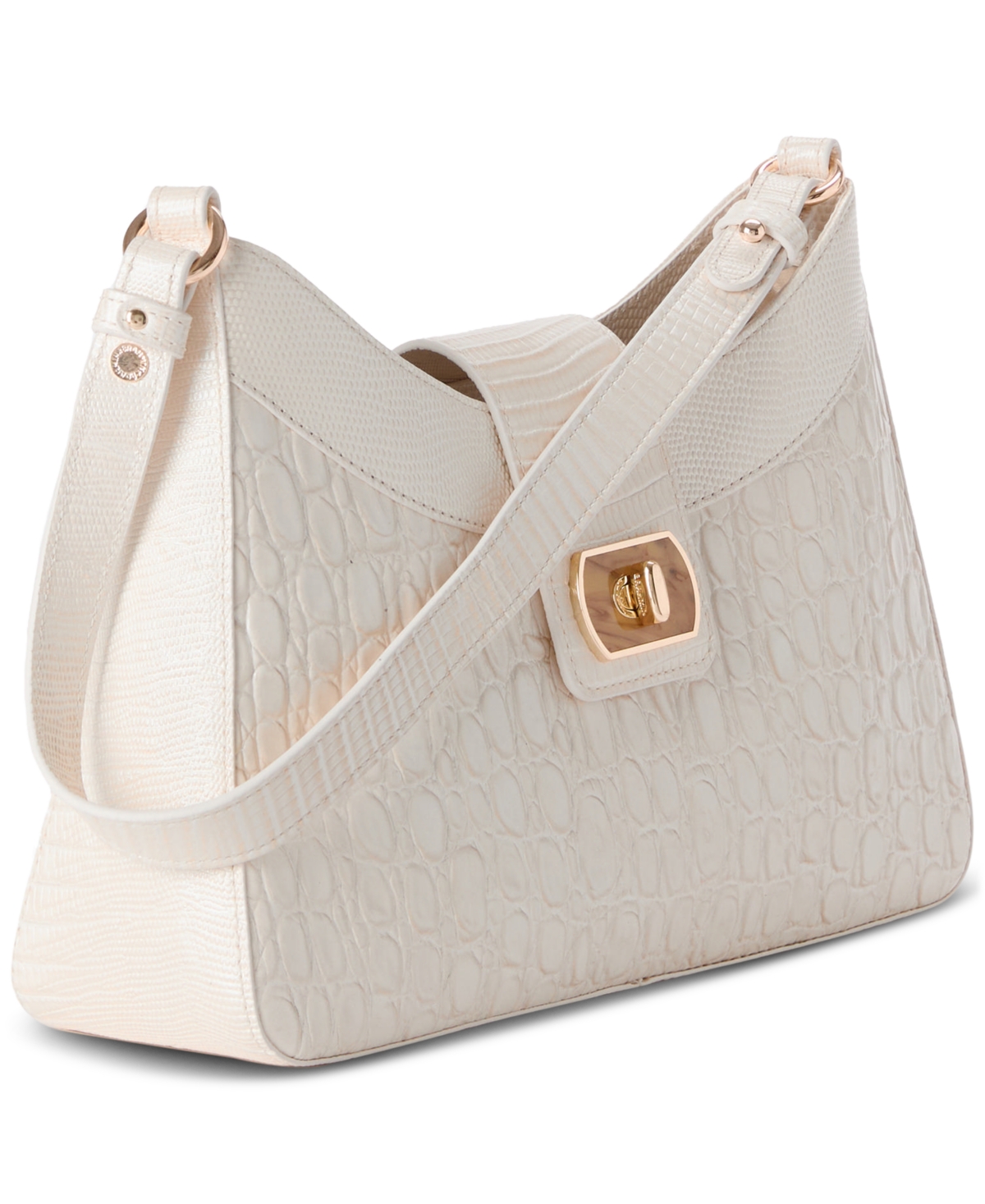 Brahmin Esme Sea Salt White Carman Leather Small Shoulder Bag In Sea Salt White