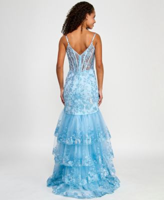 Juniors' Floral Sequin Embellished Corset Gown, Created for Macy's