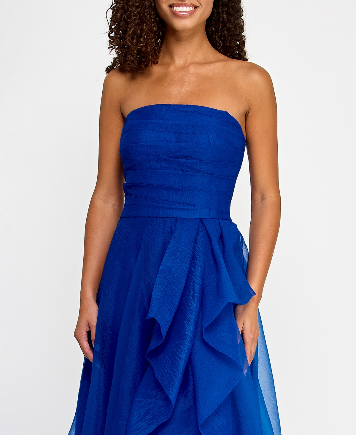 B Darlin Juniors' Asymmetric Drape Strapless Ball Gown, Created For Macy's In Royal