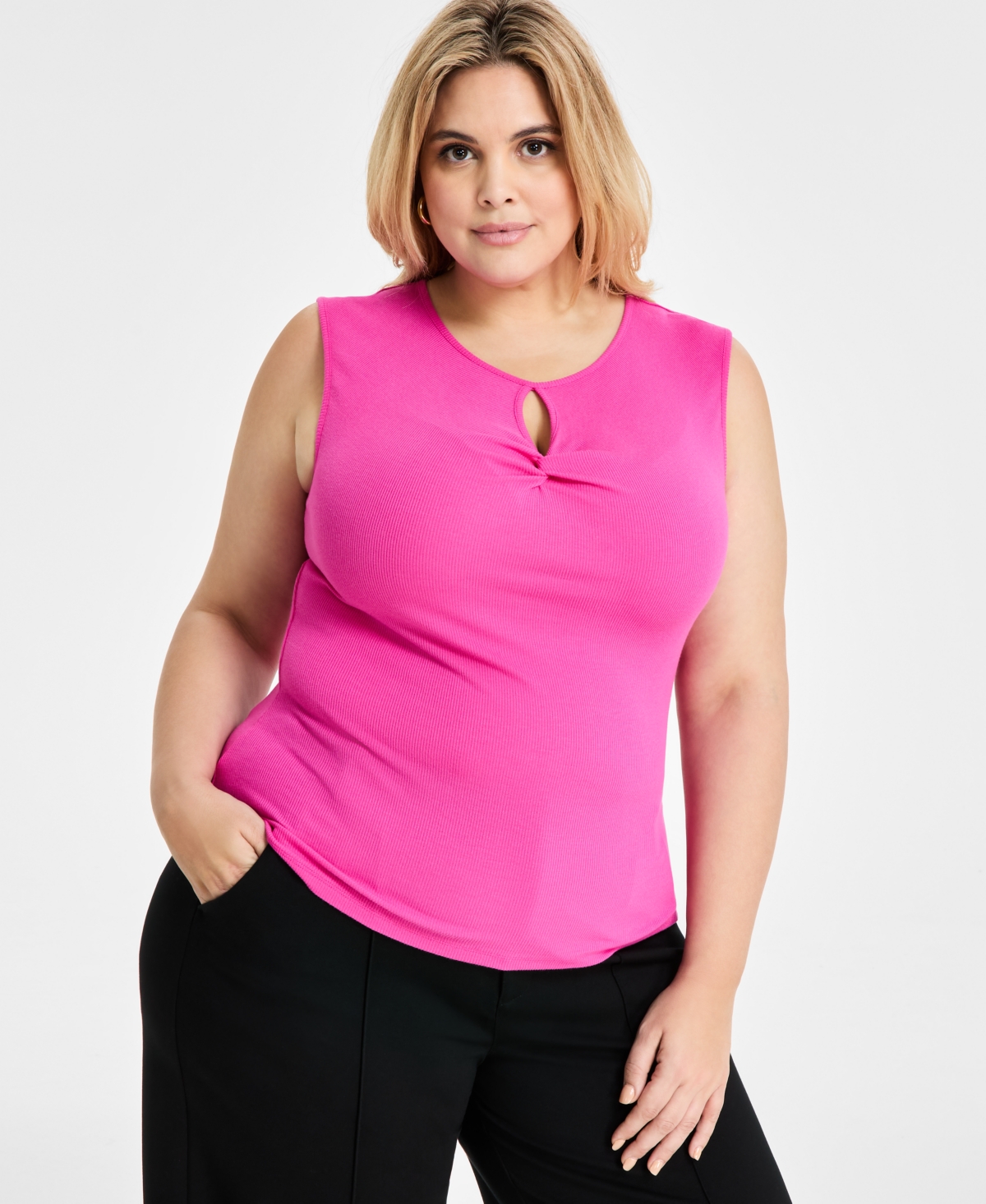 Bar Iii Women's Sleeveless Cutout Ribbed Bodysuit, Exclusively At Macy's In Pinkadelic
