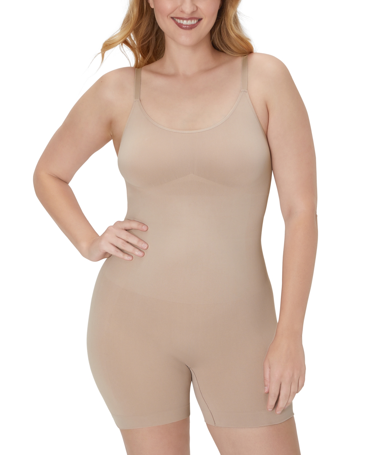 Women's Everyday Seamless Shapewear Mid-Thigh Bodysuit DMS834 - Evening Blush