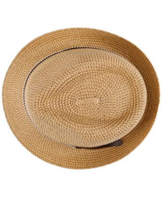 Men's Two-Tone Straw Fedora Hat