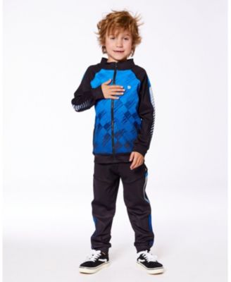 Boys Printed Full Zip Athletic Cardigan Blue And Black