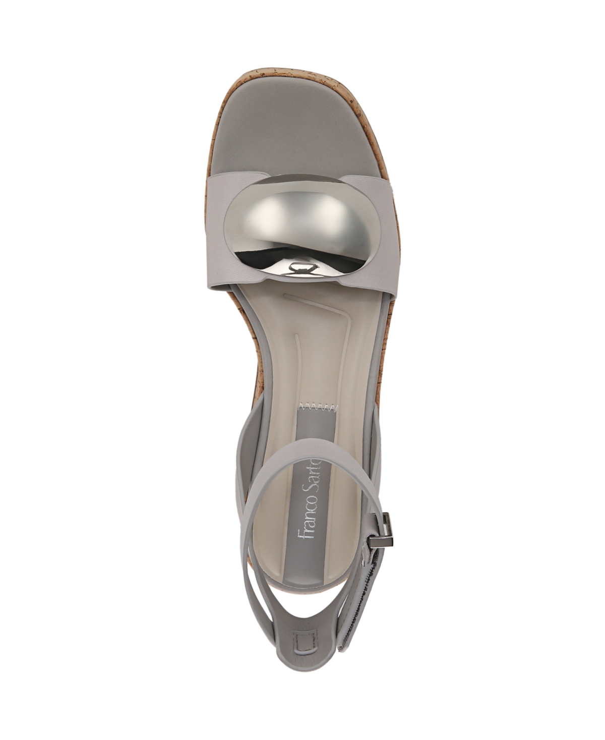 Franco Sarto Women's Taysha Ankle Strap Cork Platform Sandals In Modern Grey Leather