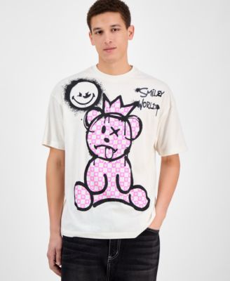 SmileyWorld - Men's Pink Bear Regular-Fit Graphic T-Shirt