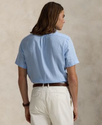 Men's Short-Sleeve Linen Button-Up