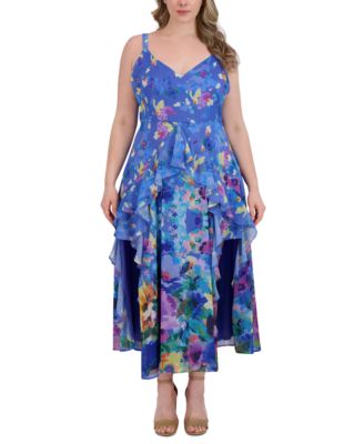 Siena - Plus Size Printed Ruffled Sleeveless Midi Dress