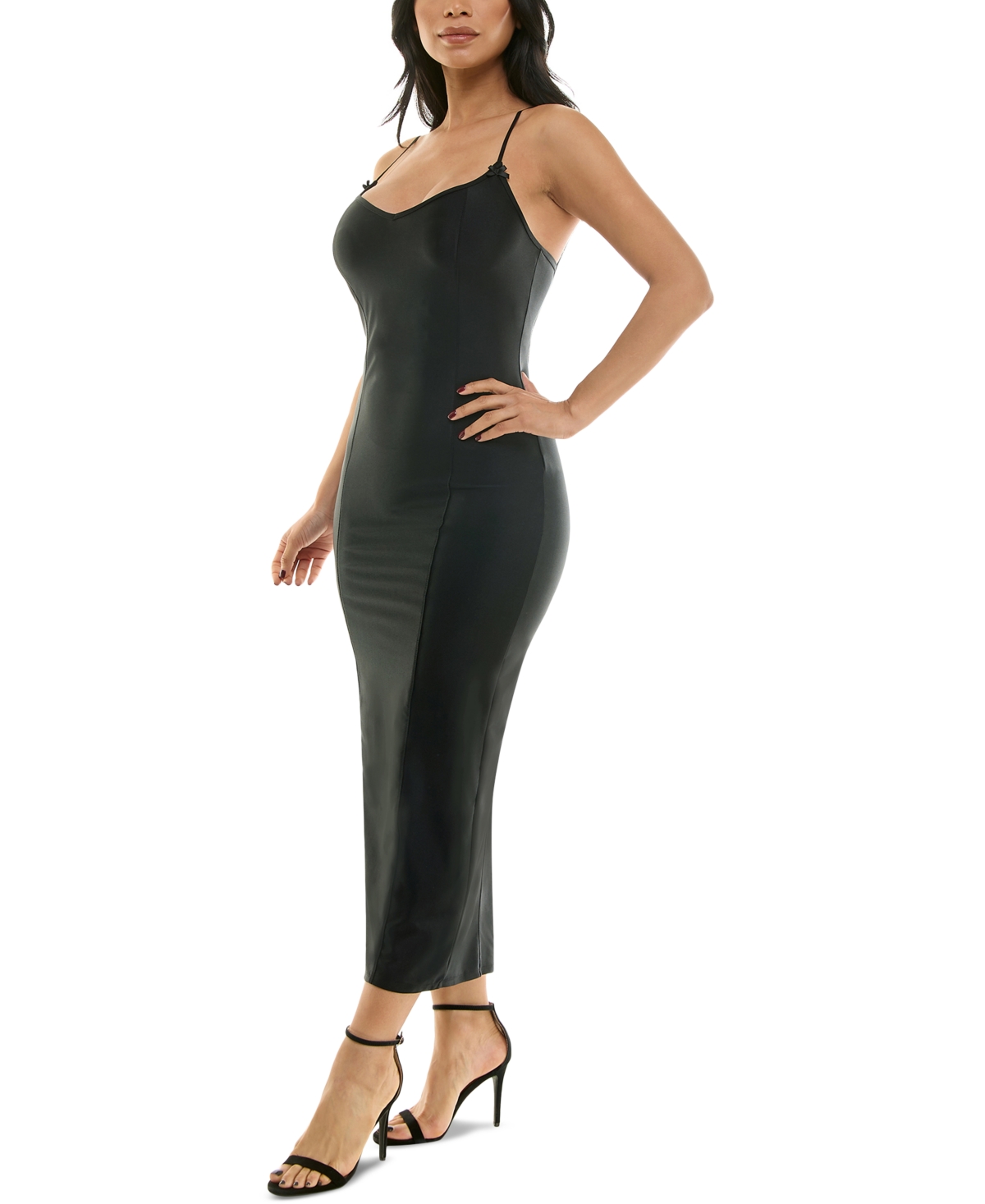 KATIA RAE WOMEN'S V-NECK BODYCON KNIT MIDI DRESS 