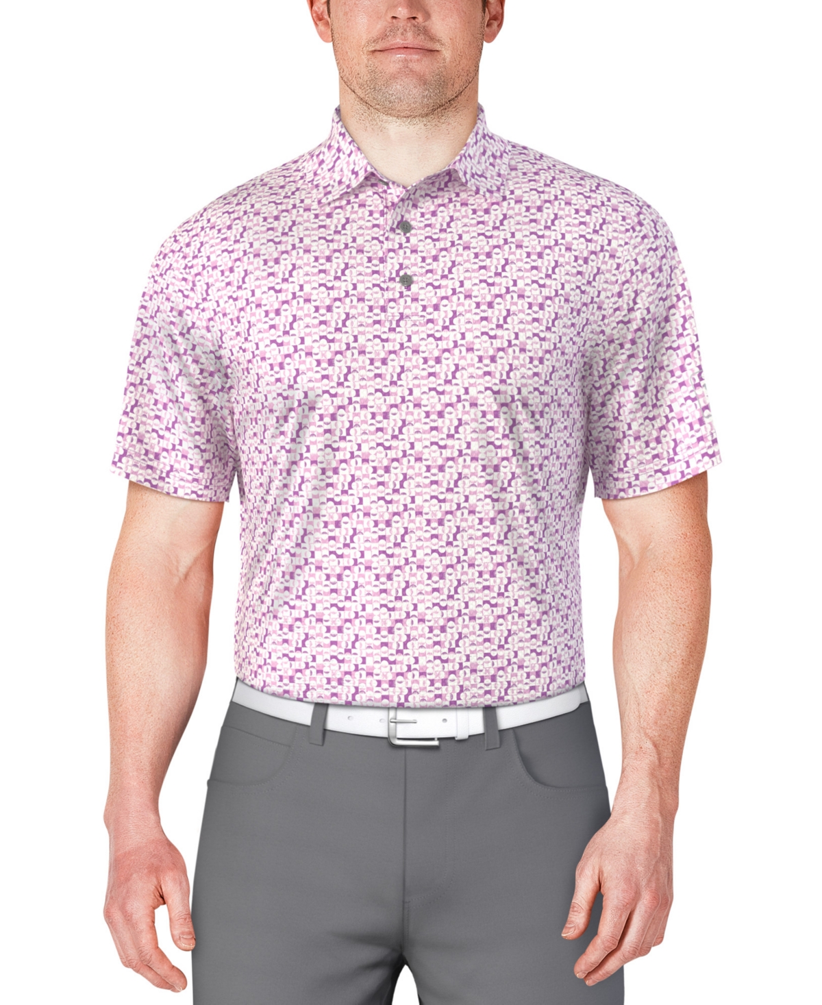 Men's Classic-Fit Geo-Print Golf Polo Shirt - Iris Orchid