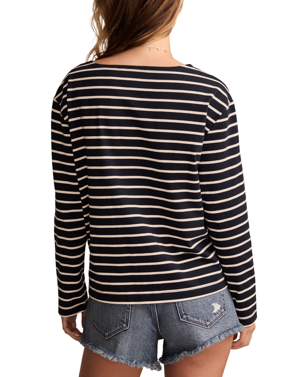 LUCKY BRAND WOMEN'S BRETON STRIPED COTTON LONG-SLEEVE T-SHIRT 