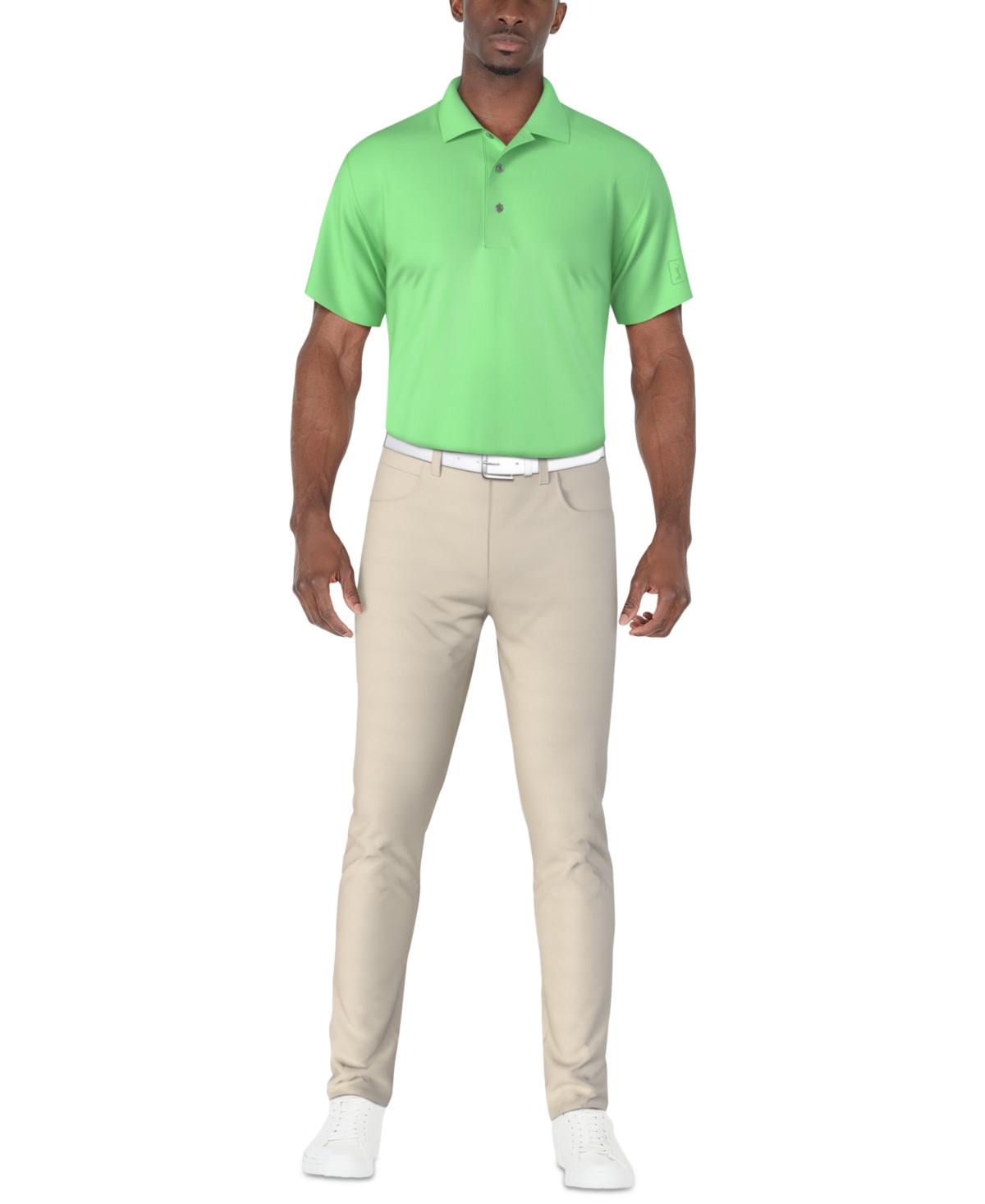 Pga Tour Men's Airflux Solid-color Mesh Polo Golf Shirt In Green