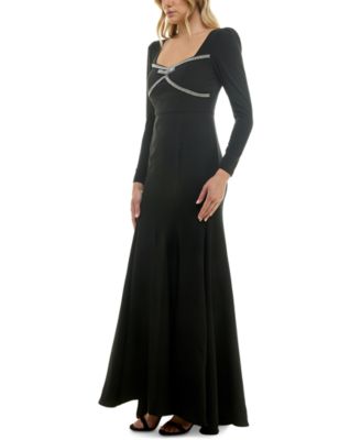 Women's Rhinestone-Trim Long-Sleeve Gown