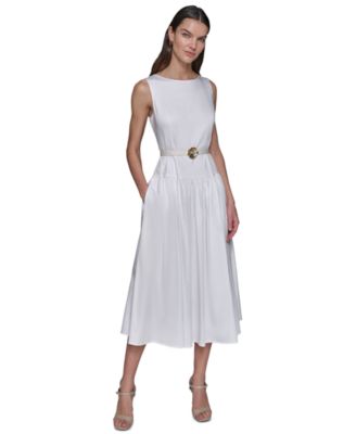 Women's Drop-Waist Floral-Belt Dress