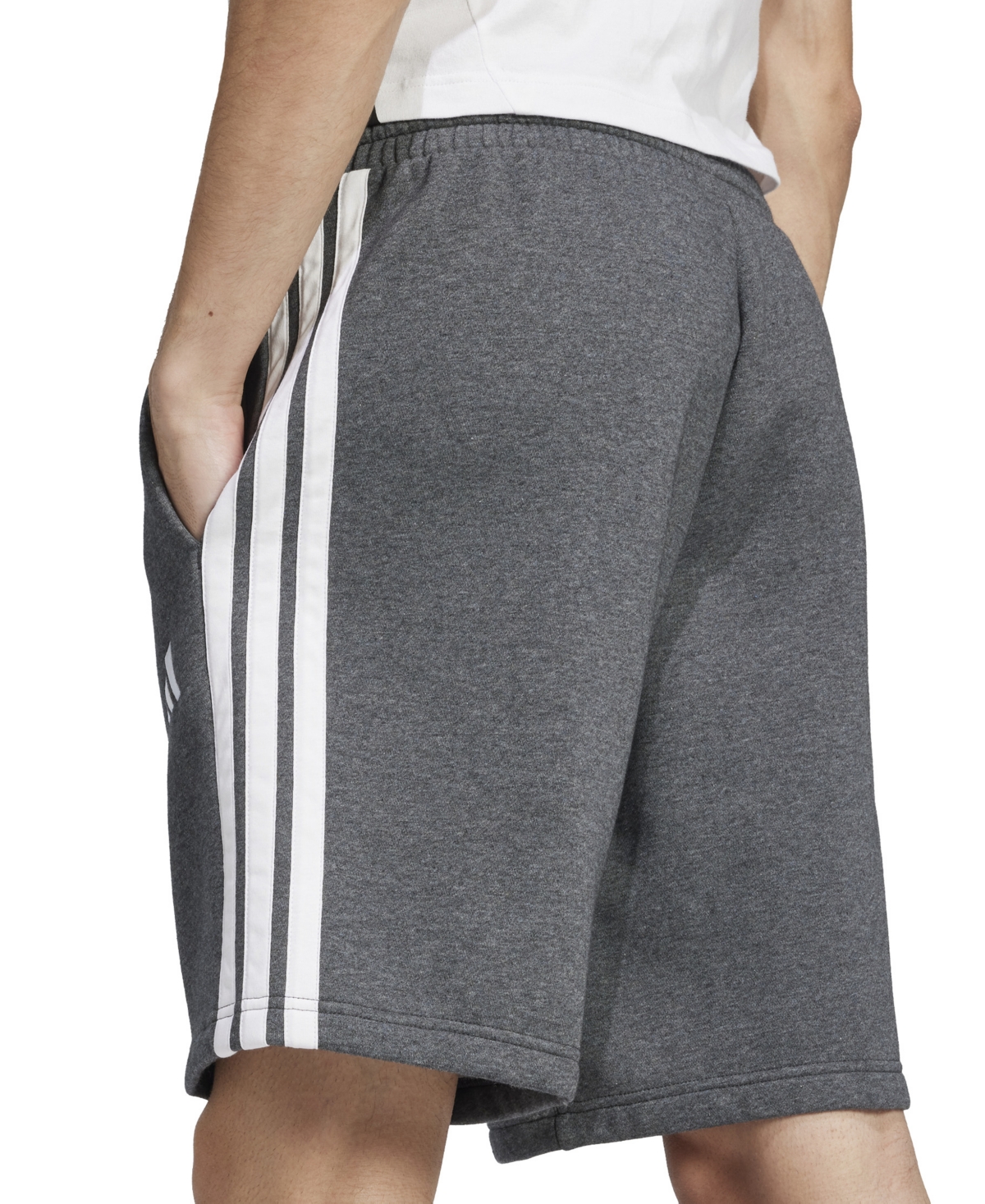 Adidas Originals Adidas Essential 3-stripes Fleece Shorts In Mgh,blk