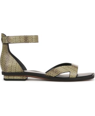 Elisa Open Square Toe Ankle Strap Flat Sandals