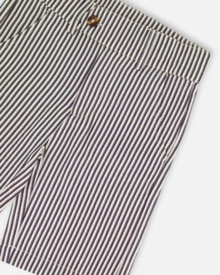 Big Boys Slant Pocket Bermuda Shorts Navy Blue Striped