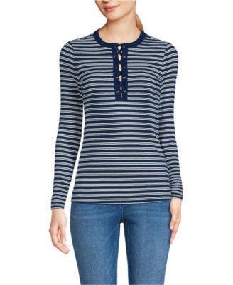 Women's Polished Rib Tie Henley Top