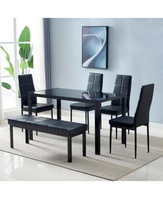 Simple Assembled Tempered Glass & Iron Dinner Table