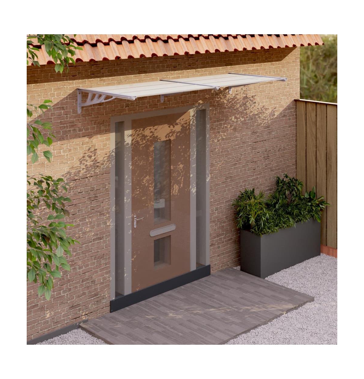 Door Canopy Gray and Transparent 94.1"x35.4" Polycarbonate