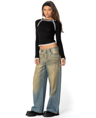 Womens Edith Lacey Ribbed Top