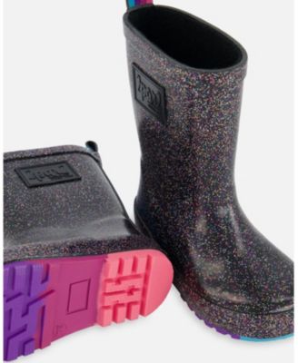 Little Girls Rain Boots Black With Glitter