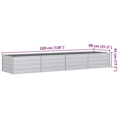 Garden Raised Bed 126"x31.5"x17.7" Galvanized Steel Silver