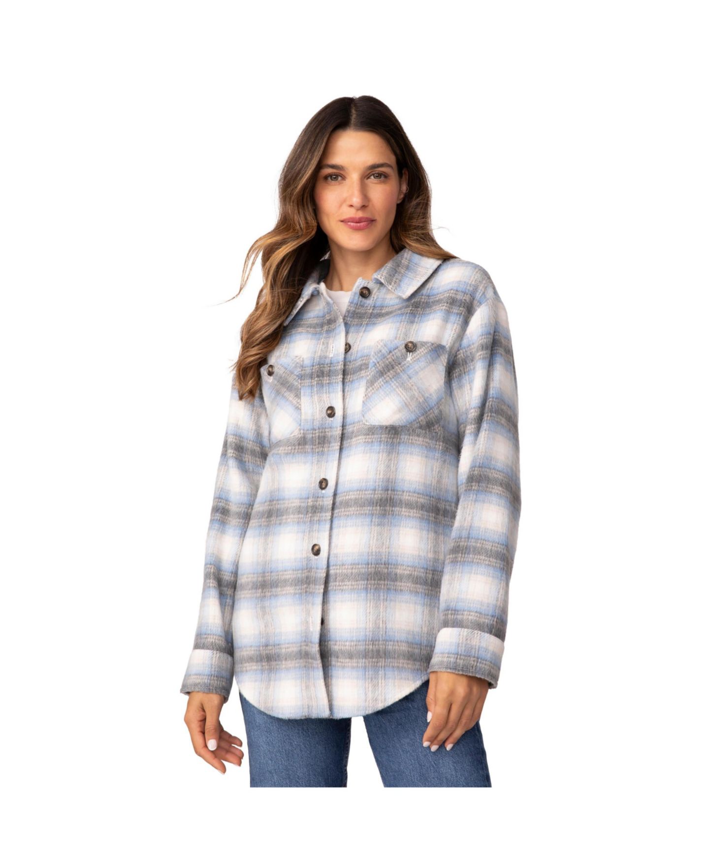 Женские куртки Free Country Plaid Shacket, цвет: Облачный клетчатый — фото 2